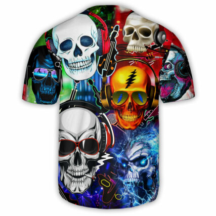 Skull Guitar Lets Get High - Baseball Jersey - Owl Ohh - Owl Ohh
