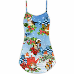 Robin Birds Amazing Merry Christmas - V-neck Sleeveless Cami Dress - Owl Ohh - Owl Ohh