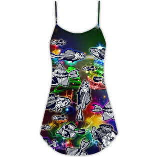 Fishing Merry Christmas Vibe - V-neck Sleeveless Cami Dress - Owl Ohh - Owl Ohh