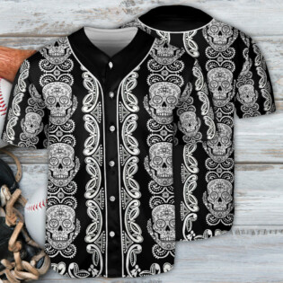 Skull Diamond Pattern Black And White - Baseball Jersey - Owl Ohh - Owl Ohh