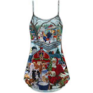 Christmas Santa Love Animals - V-neck Sleeveless Cami Dress - Owl Ohh - Owl Ohh