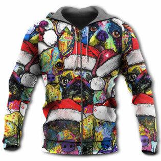 Christmas Dog Colorful Draw With Love - Hoodie - Owl Ohh - Owl Ohh