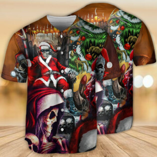 Skull Santa Claus Christmas Cool Style - Baseball Jersey - Owl Ohh - Owl Ohh