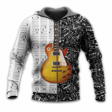 Guitar Bass Musician Black And White - Hoodie - Owl Ohh - Owl Ohh
