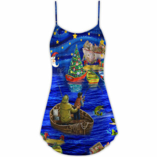 Christmas Fishing Lover Amazing Happiness - V-neck Sleeveless Cami Dress - Owl Ohh - Owl Ohh