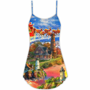 Lighthouse Christmas Shine Your Light In Storm And Darkness - V-neck Sleeveless Cami Dress - Owl Ohh - Owl Ohh