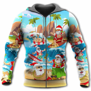 Christmas Santa Claus Play On The Beach Mele Kalikimaka Funny - Hoodie - Owl Ohh - Owl Ohh