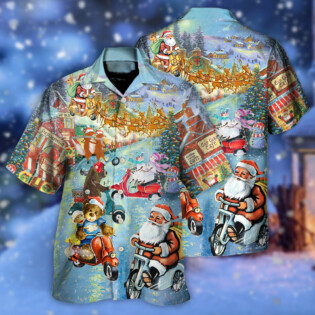 Christmas Santa And Animal Driving Scooter - Hawaiian Shirt - Owl Ohh for men and women, kids - Owl Ohh