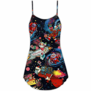 Christmas Santa In The Space - V-neck Sleeveless Cami Dress - Owl Ohh - Owl Ohh