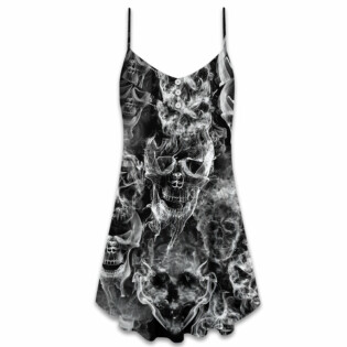 Skull Smoke Kill This Life - V-neck Sleeveless Cami Dress - Owl Ohh - Owl Ohh