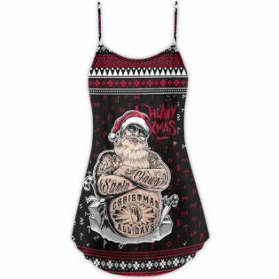Christmas Tattoo Santa Funny Merry Xmas- V-neck Sleeveless Cami Dress - Owl Ohh - Owl Ohh