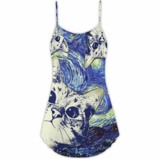 Cat Love Life Cute - V-neck Sleeveless Cami Dress - Owl Ohh - Owl Ohh