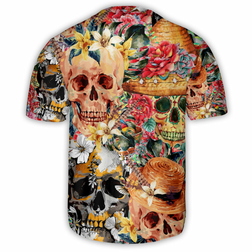Skull Beautiful And Flowers - Baseball Jersey - Owl Ohh - Owl Ohh