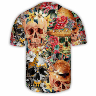 Skull Beautiful And Flowers - Baseball Jersey - Owl Ohh - Owl Ohh