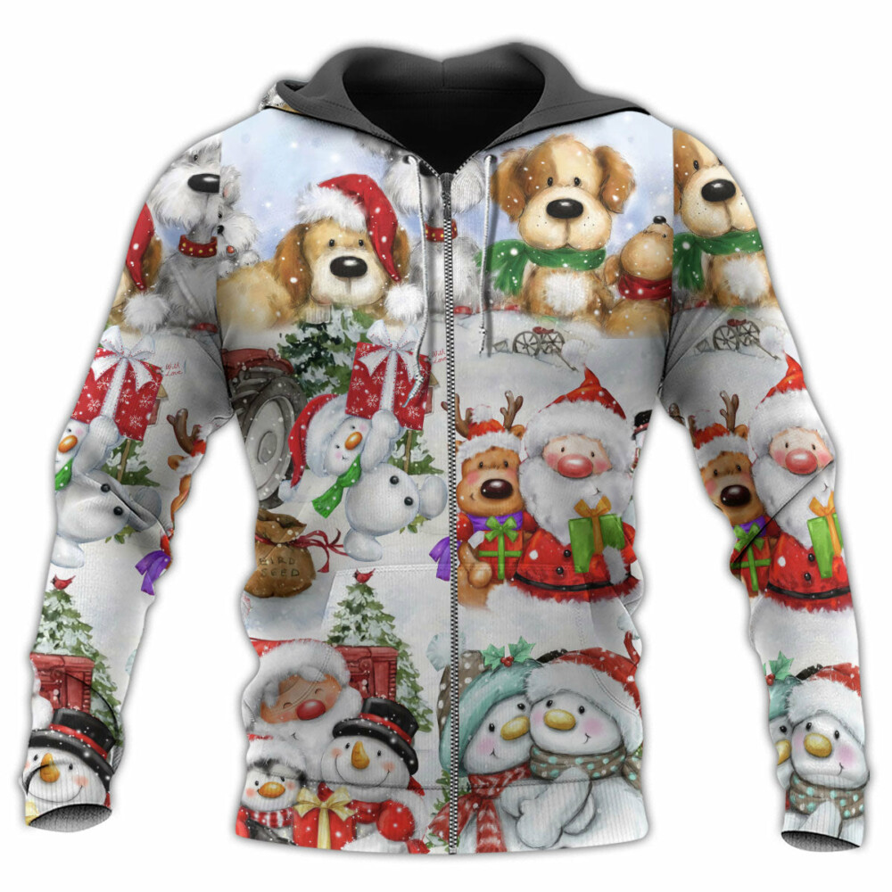 Santa And Snowman Christmas Happy Together - Hoodie - Owl Ohh - Owl Ohh