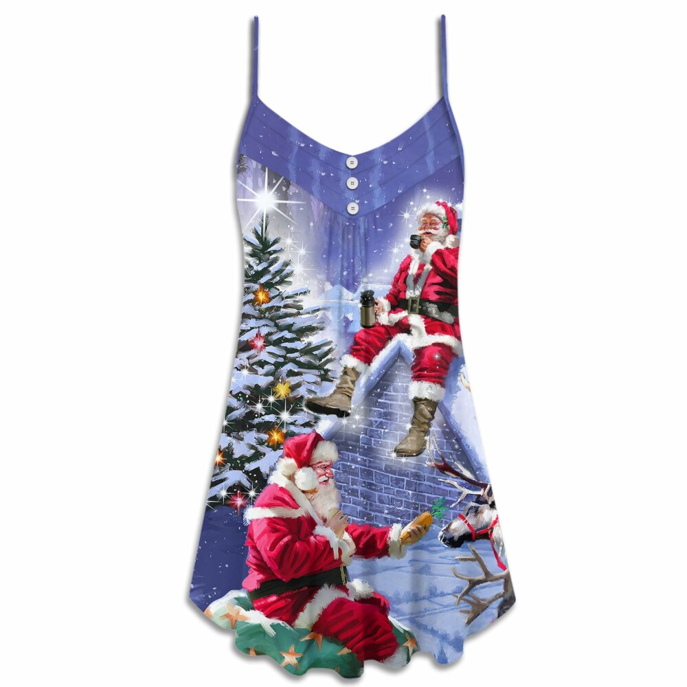 Christmas Santa Claus Story Night Christmas Is Coming Art Style - V-neck Sleeveless Cami - Owl Ohh - Owl Ohh