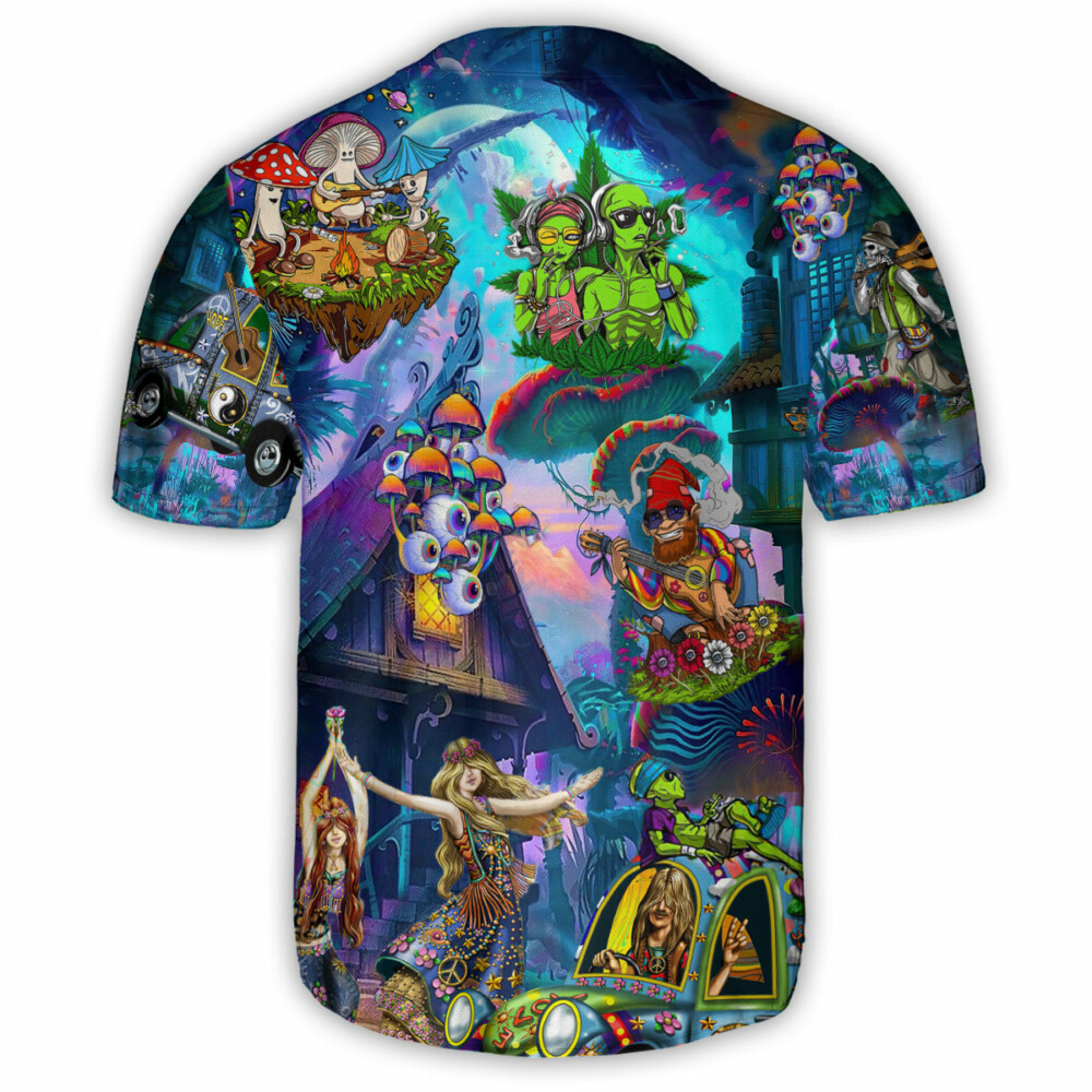 Hippie Alien Skull Mushroom Peace Life Color - Baseball Jersey - Owl Ohh - Owl Ohh