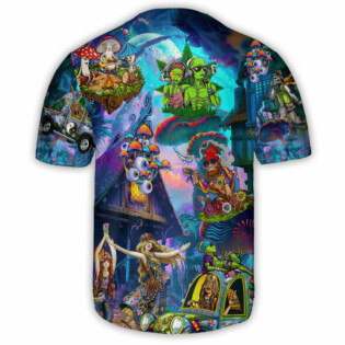 Hippie Alien Skull Mushroom Peace Life Color - Baseball Jersey - Owl Ohh - Owl Ohh