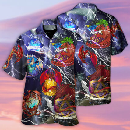D20 Dragon Thunder Style - Hawaiian Shirt - Owl Ohh for men and women, kids - Owl Ohh
