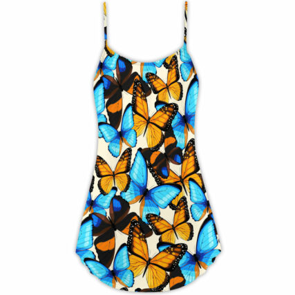Butterfly Abstract Colorful Vintage - V-neck Sleeveless Cami Dress - Owl Ohh - Owl Ohh