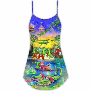 Crocodile Love Xmas Merry Christmas - V-neck Sleeveless Cami Dress - Owl Ohh - Owl Ohh