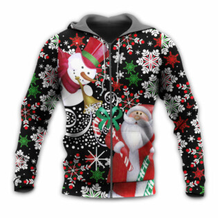 Christmas Snowyday With Santa And Snowman - Hoodie - Owl Ohh - Owl Ohh