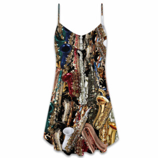 Saxophone I Don't Need Therapy I Just Need Saxophone - V-neck Sleeveless Cami Dress - Owl Ohh - Owl Ohh