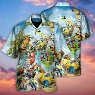 Parrot Cocktail Tropical Vibes - Hawaiian Shirt - Owl Ohh for men and women, kids - Owl Ohh