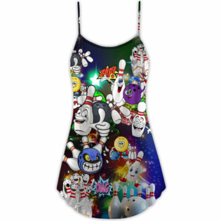 Christmas Bowling Split Amazing Neon Light - V-neck Sleeveless Cami Dress - Owl Ohh - Owl Ohh