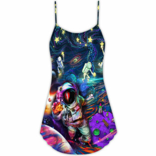 Hippie Peace Life In To The Galaxy Sky - V-neck Sleeveless Cami Dress - Owl Ohh - Owl Ohh