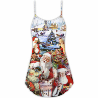 Christmas Santa I'm Just Here For The Ho's - V-neck Sleeveless Cami Dress - Owl Ohh - Owl Ohh