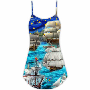 Sailing Love Ocean And Sky Christmas Style - V-neck Sleeveless Cami Dress - Owl Ohh - Owl Ohh