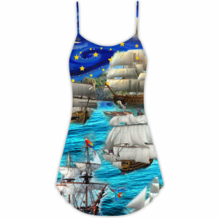 Sailing Love Ocean And Sky Christmas Style - V-neck Sleeveless Cami Dress - Owl Ohh - Owl Ohh