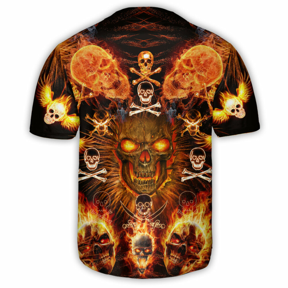 Skull Flaming - Baseball Jersey - Owl Ohh - Owl Ohh