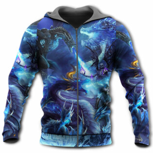 Dragon Blue Skull Fire Lightning Art Style - Hoodie - Owl Ohh - Owl Ohh