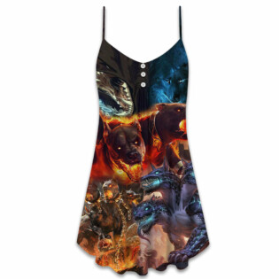 Dog Larva And Frozen - V-neck Sleeveless Cami Dress - Owl Ohh - Owl Ohh