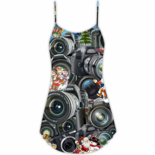 Camera Art Merry Christmas - V-neck Sleeveless Cami Dress - Owl Ohh - Owl Ohh