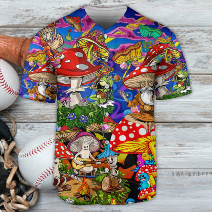 Hippie Mushroom Happy Life - Baseball Jersey - Owl Ohh - Owl Ohh