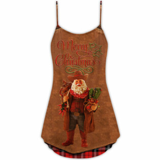 Christmas Santa Cowboy Vintage Style - V-neck Sleeveless Cami Dress - Owl Ohh - Owl Ohh