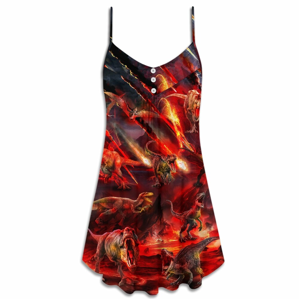 Dinosaur Meteorite Cool Style - V-neck Sleeveless Cami Dress - Owl Ohh - Owl Ohh
