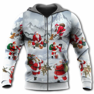 Christmas Santa Claus In The Snow Mountain Art Style - Hoodie - Owl Ohh - Owl Ohh