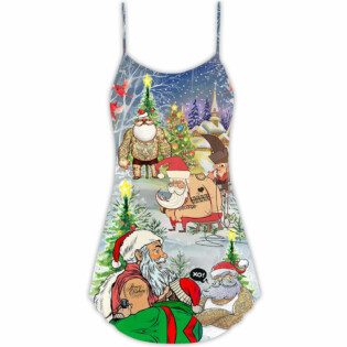 Tattoo Cool Santa Claus Christmas - V-neck Sleeveless Cami Dress - Owl Ohh - Owl Ohh