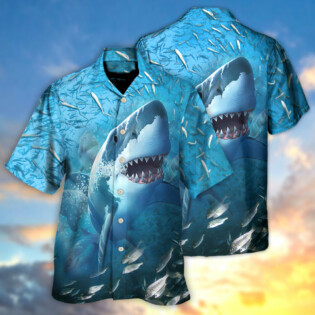 Shark Swims Through Baitfish Shoal - Hawaiian Shirt - Owl Ohh for men and women, kids - Owl Ohh