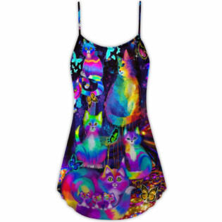 Cat Run The World - V-neck Sleeveless Cami Dress - Owl Ohh - Owl Ohh