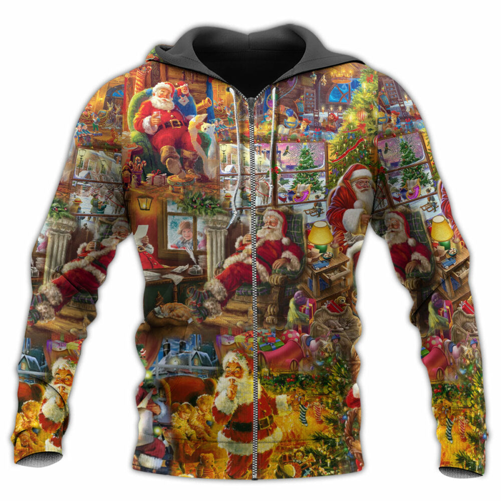 Santa Christmas Happy Holiday Season Of Joy - Hoodie - Owl Ohh - Owl Ohh