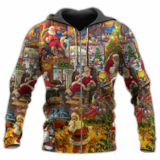 Santa Christmas Happy Holiday Season Of Joy - Hoodie - Owl Ohh - Owl Ohh
