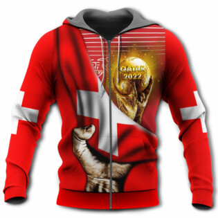 World Cup Qatar 2022 Switzerland Will Be The Champion Flag Vintage - Hoodie - Owl Ohh - Owl Ohh