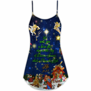 Christmas David A Savior Christ The Lord- V-neck Sleeveless Cami Dress - Owl Ohh - Owl Ohh