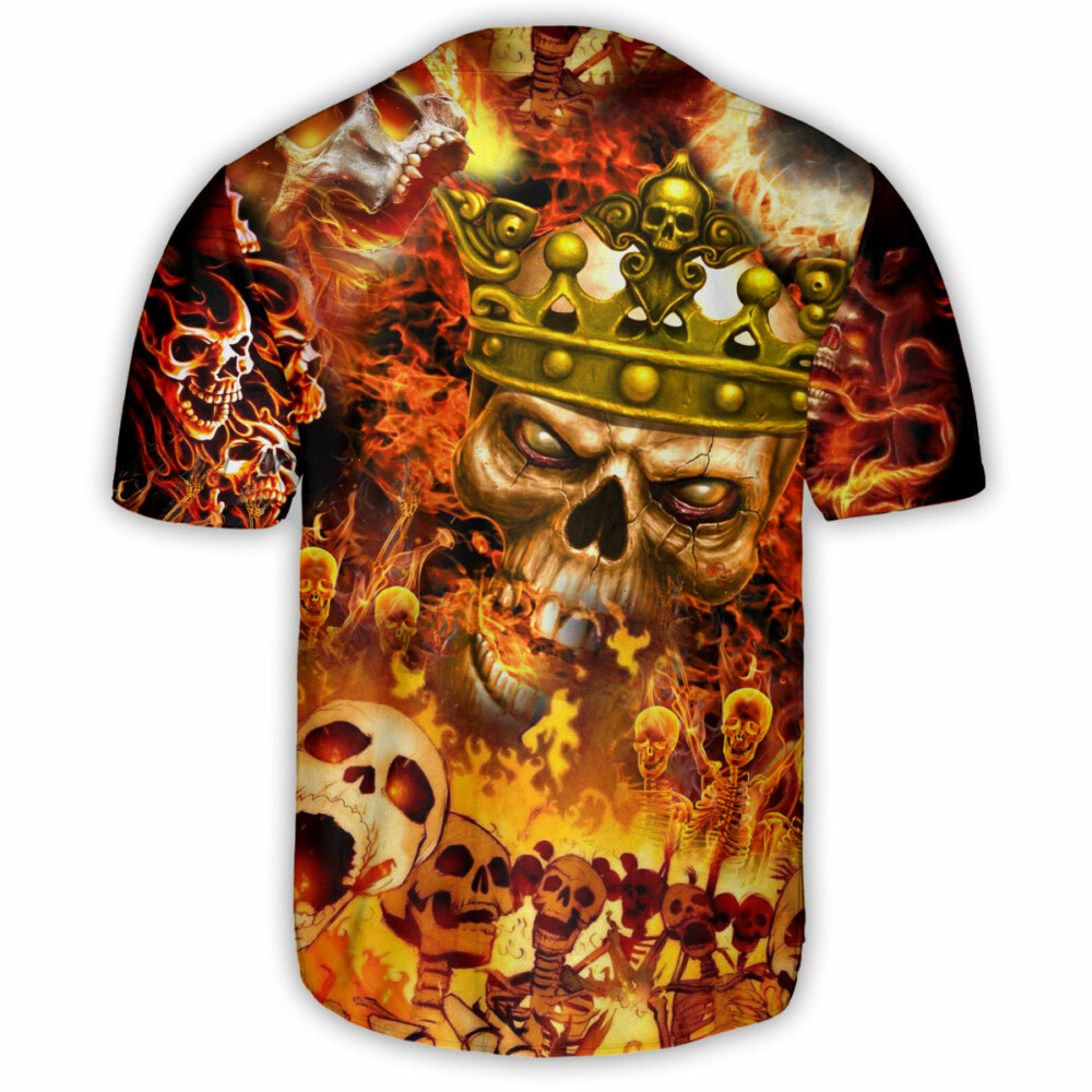 Skull King On Fire - Baseball Jersey - Owl Ohh - Owl Ohh