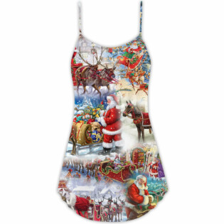 Christmas Snow Santa Be Claus - V-neck Sleeveless Cami Dress - Owl Ohh - Owl Ohh
